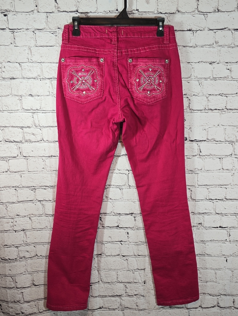Nine West Embellished Hot Pink Straight Leg Jeans Size 6/28